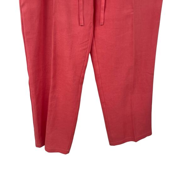 Geiger 100% Linen Tie Waist Wide Leg Pant Coral Womens 40 / US Large - Picture 2 of 6